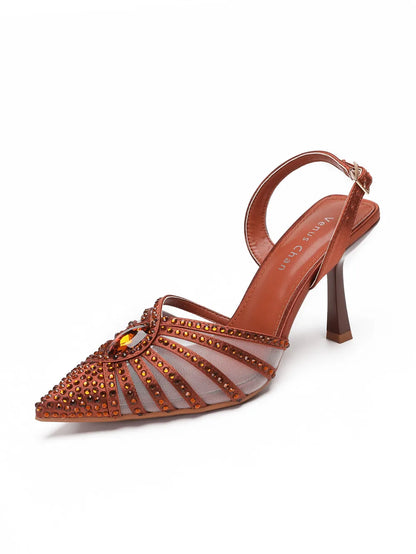 Elegant Fruit Green Women's Heels and Rhinestone Handbag Set - Italian Design for Weddings and Parties