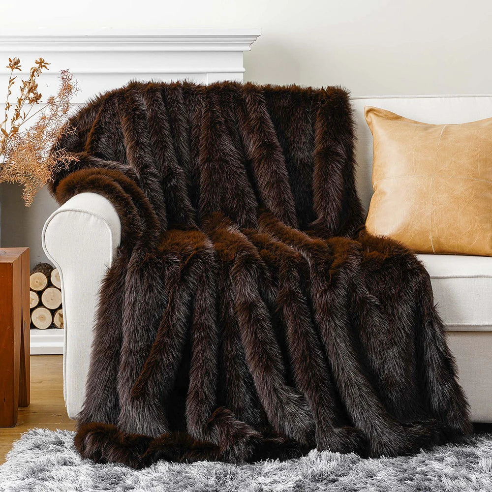 Fluffy Soft Blankets Luxury Fur blanket for Bed Sofa Mink Faux Fur Throw and Blankets Large Warm Blanket for Home Decor