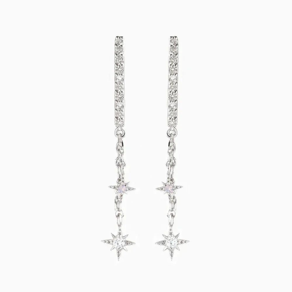 New Design Stainless Steel Cubic Zirconia Chain Stud Earrings For Women Star Moon Cartilage Earring Piercing Jewelry