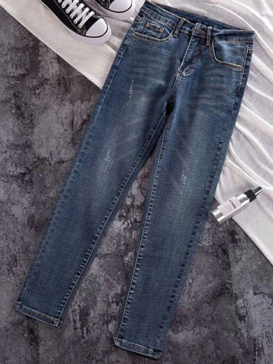 Korean Fashion Skinny Pencil Jeans Spring Fall Casual Stretch Vintage Denim Pants Women Streetwear Kot Pantolon Slim Vaqueros