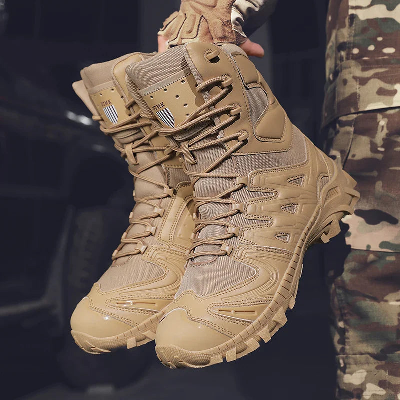 Men's trend high-top outdoor boots four seasons non-slip comfortable hiking boots professional protective tactics training boots