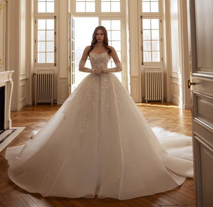 Customzied strapless sleeveless beaded elegant wedding dress estidos de novia amanda novias amanda novias official