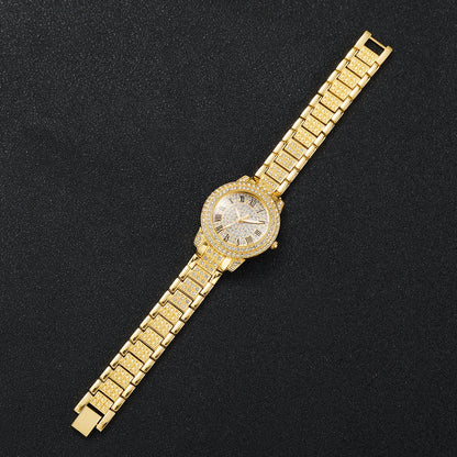 2/6PCS Luxury Diamond Women Watches Ladies Roma Dial Quartz Watch With Heart Jewelry Set Reloj Mujer (Without Box)