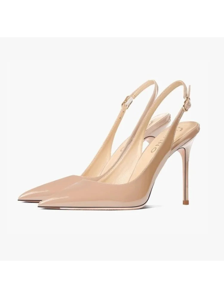 2026Summer Fashion Buckle Women's High Heels 10cm New Open Heel Party Dress Designer Pointed Toe Casual Sandals Zapatillas Mujer