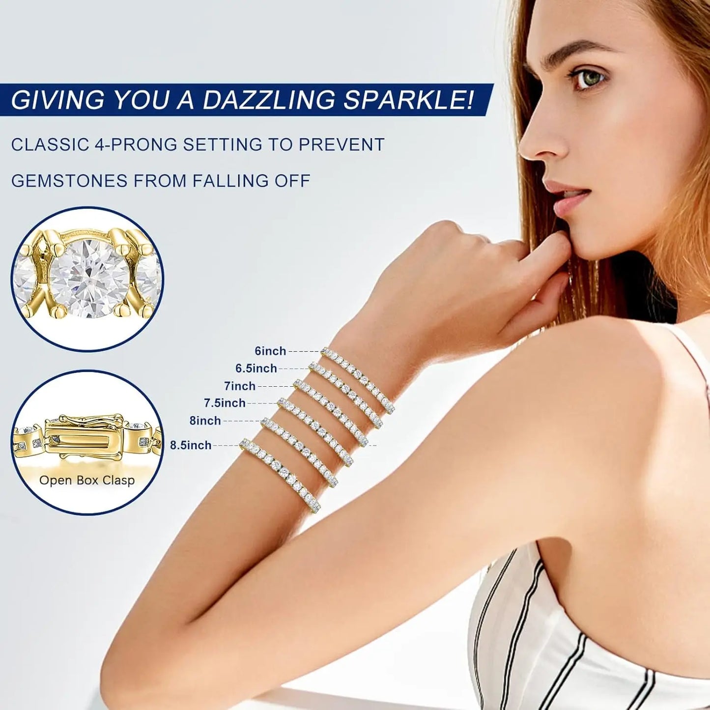 Gold Tennis Bracelet for Women Men 3MM Moissnaite Laboratory Diamond S925 Silver Wedding Jewelry with Certificate