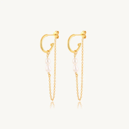 925 Sterling Silver Long Chain Tassel Baroque Irregular Pearl Dangle Earrings for Women C Shape Earrings Jewelry Pendientes