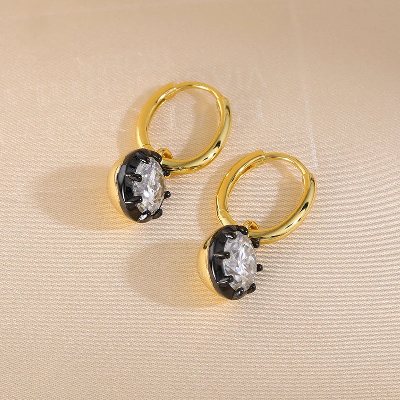 14K Plated Certified D Vvs1 Moissanite Drop Earrings for Women 8MM Luxury Wedding Jewelry Gift 100% Real S925 Pure Silver
