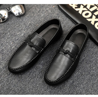 Classic Black Men's Leather Loafers Big Size 46 Slip on Shoes Man Office Shoes Comfortable Soft Flat Casual Shoes For Men