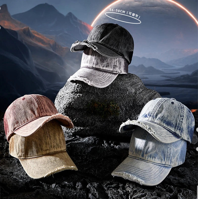 2024 Fashion New Denim Wash Do Old Vintage Baseball Cap Lady Fashion Hiphop Snapback Hat Men Big Size Sun Caps 55-62cm