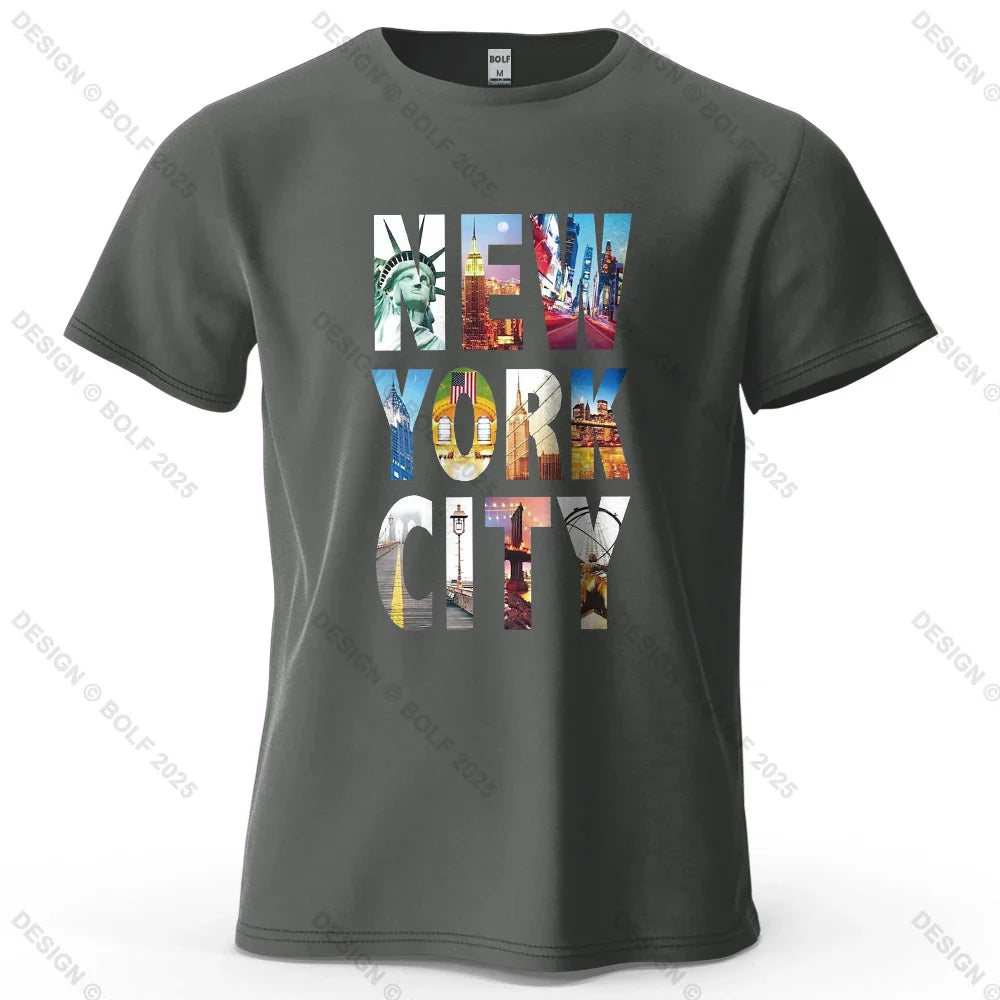 NYC Vibes Printed Men's T-Shirt 100% Cotton Oversized Urban Trendy Graphic Tees for Women Tops Tees Casual Streetwear
