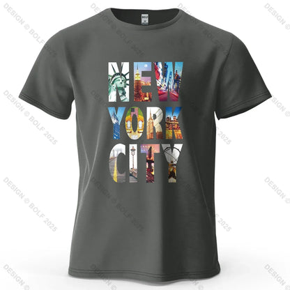 NYC Vibes Printed Men's T-Shirt 100% Cotton Oversized Urban Trendy Graphic Tees for Women Tops Tees Casual Streetwear