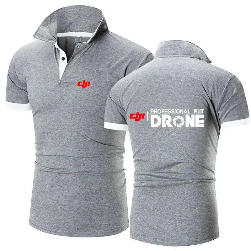 Professional Pilot Drone 2024 Men's New Summer Print Fashion Polo Shirts Comfort Short Sleeves Harajuku Casual Sport Top