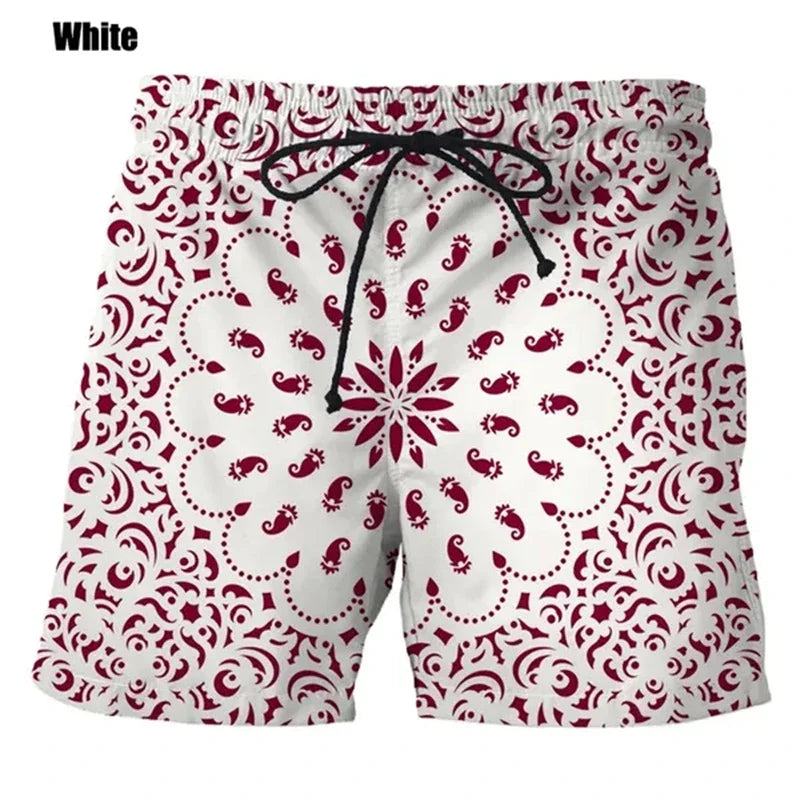 New Bandana Pattern Men Women 3D Printing Harajuku Style Beach Short Pants Causal Fashion Water Sport Gym Pant Surf Board Shorts