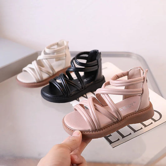 Sweet Princess Shoes for Little Girls 2026 Summer New Fashion Korean Edition High Top Roman Sandals for Girls