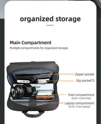 Stylish Business Backpack for Men Waterproof 15.6 inch Flap Laptop Backpack Multiple Pockets Casual Daypack for Work School