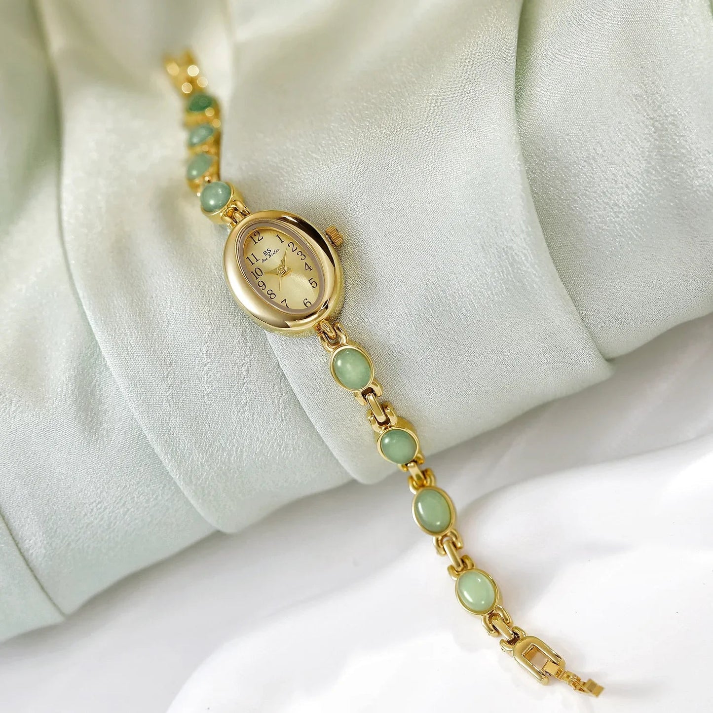 2026 Women quartz Watch Luxury Brand Retro Natural Dongling Stone Hotan Jade Waterproof Ladies Advanced Chain Wristwatches gift
