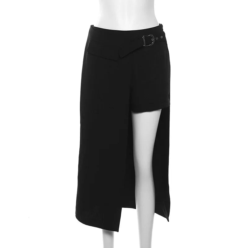 Gothic Skirts Goth Dark Techwear Patchwork Sexy Mini Women Grunge Irregular Hem High Waist Cargo Skirt Hip Hop Black Summer 2023