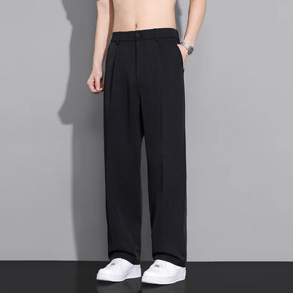 White Luxury Draped Suit Pants Men Fashion Dress Pants Korean Loose Straight Casual Pants Mens Office Formal Trousers Male S-3XL