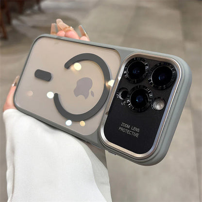 Luxury Magnetic Metal Lens Bumper Protection Case For iPhone 17 16 15 14 13 Pro Max Plus For Magsafe Acrylic Translucency Cover
