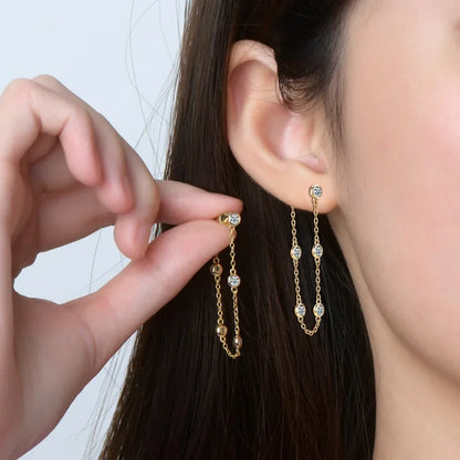 Sparkling Bubble D Color 0.1CT 3mm Full Moissanite Diamond Drop Earrings for Women S925 Silver Long Tassel Dangle Earring