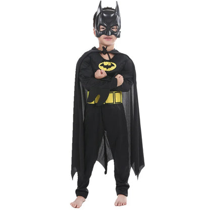 Boys Muscle Costumes with Mask Cloak Movie Character Superhero Cosplay  Party Role Play