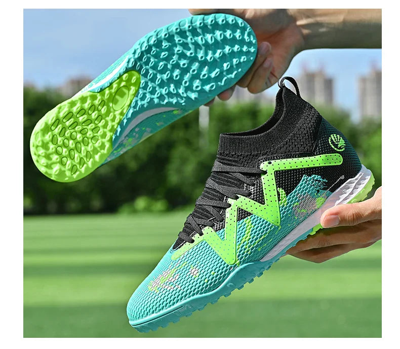 Men New TF Football Boots Society Indoor Original Top Quality Non Slip Male Soccer Shoes Sneakers Ultralight Breathable Ankle
