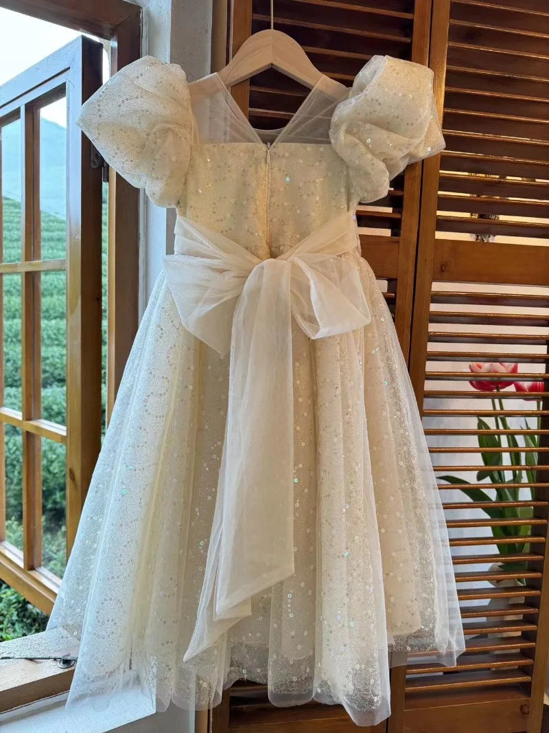 Children Dress Princess Dress 2026 Summer New Girls Sparkling Fairy Fluffy Gauze Dress