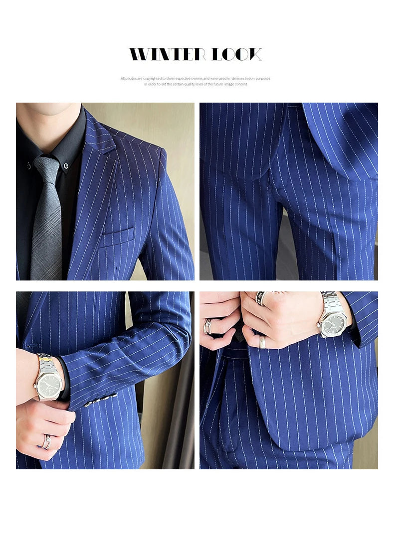 Conjunto Masculino de Terno e Calça de Luxo 2023 Britânico Festa de Casamento Moda Negócios Casual Tendência Duas Peças