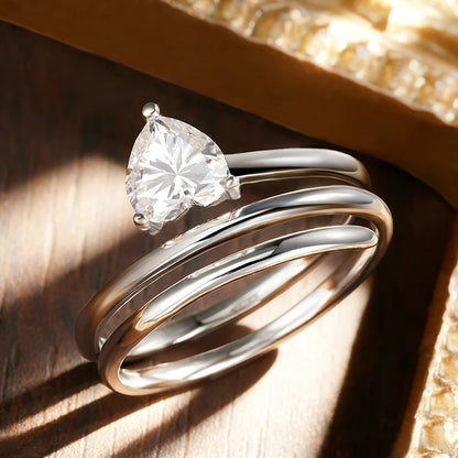 1ct Heart Cut Moissanite Wedding Rings for Women Spiral Eternity Band Matching Ring s925 Sterling Silver Teen Gifts