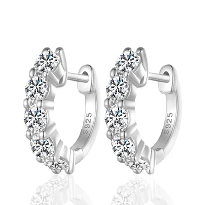 3mm D Color Moissanite Earrings 925 Sterling Silver Plated White Gold Hoop Earring for Women Wedding Party Fine Jewelry