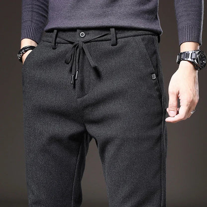 2024 New Brand Slim Casual Pants Men Spring Autumn Business Work Cotton Black Grey Blue Trousers Male Fashion Korean Clothing