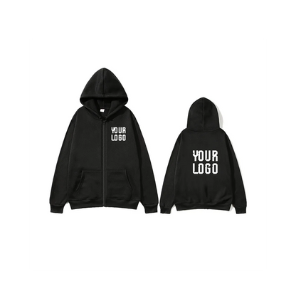 Solid color zipper hoodie | Customizable text pattern jacket | unisex, team customization