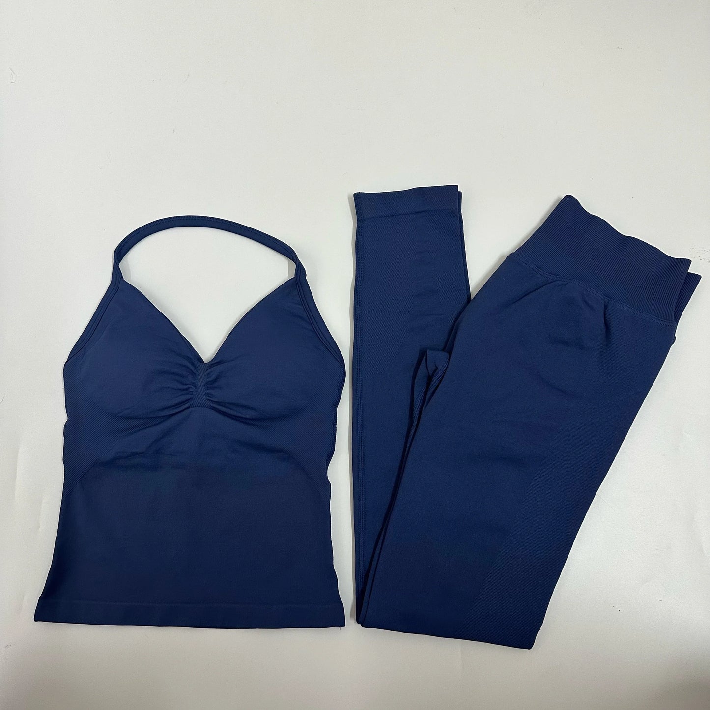 Set of 2 pieces of women's yoga mesh, sleeveless tops with open back, high-waisted gym suit, fitness clothing, yoga set