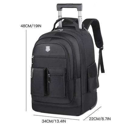 Large Capacity Travel Backpack With Wheels Hidden Pull Rod Waterproof Carry On Luggage Weekend Travel Bag For Men Business Trip
