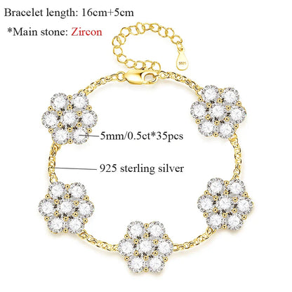 5MM Total 17.5 Carat D Color Full Moissanite Bracelets 100% 925 Sterling Silver Sparkling Wedding Hand Chain Fine Jewelry