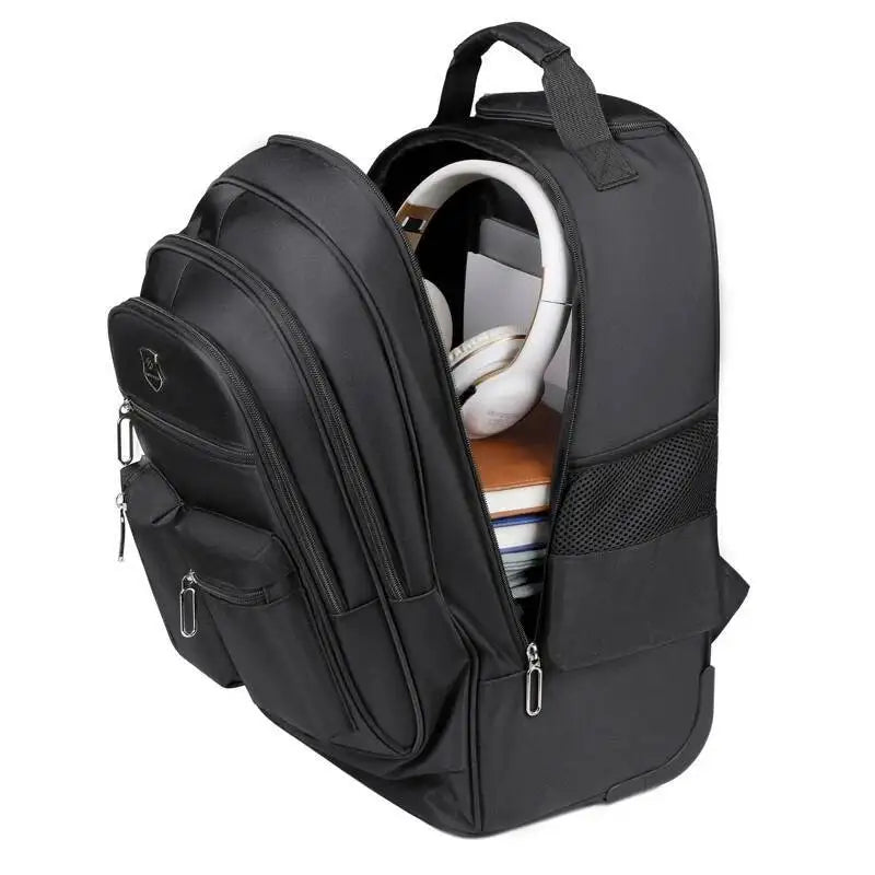Large Capacity Travel Backpack With Wheels Hidden Pull Rod Waterproof Carry On Luggage Weekend Travel Bag For Men Business Trip