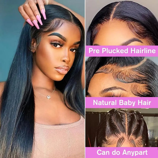 30 32 Inch Brazilian Bone Straight 13x4 13x6 HD Transparent Lace Front Human Hair Wigs 360 Lace Frontal Wig 5x5 6x4 Glueless Wig