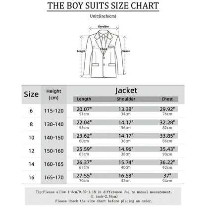 Kids Blazer Boys Easter Outfit Wedding Suit Formal Solid Jacket Teenager Gentleman Birthday Party Gift Performance Clothing Set