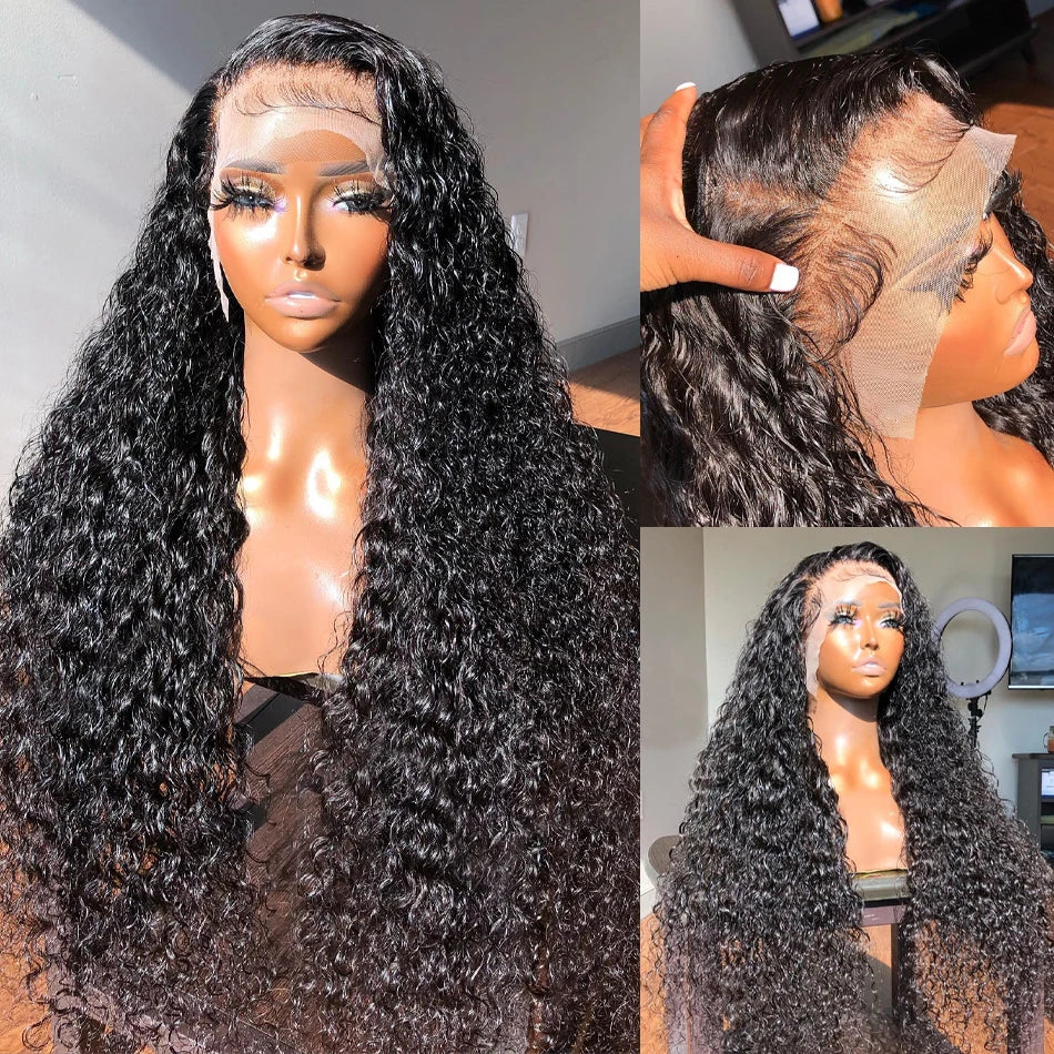 250 Density Deep Wave Lace Front Wig 13x6 Hd Lace Frontal Wig 13x4 Curly Human Hair Wigs For Women 360 Pre Plucked Lace Wig