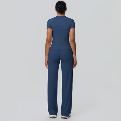 Fitness Sports Workout Yoga Set for Women Naked Feel Slim Casual Workout Top T-Shirt Quick Drying Push Up Running Pants Yoga Set