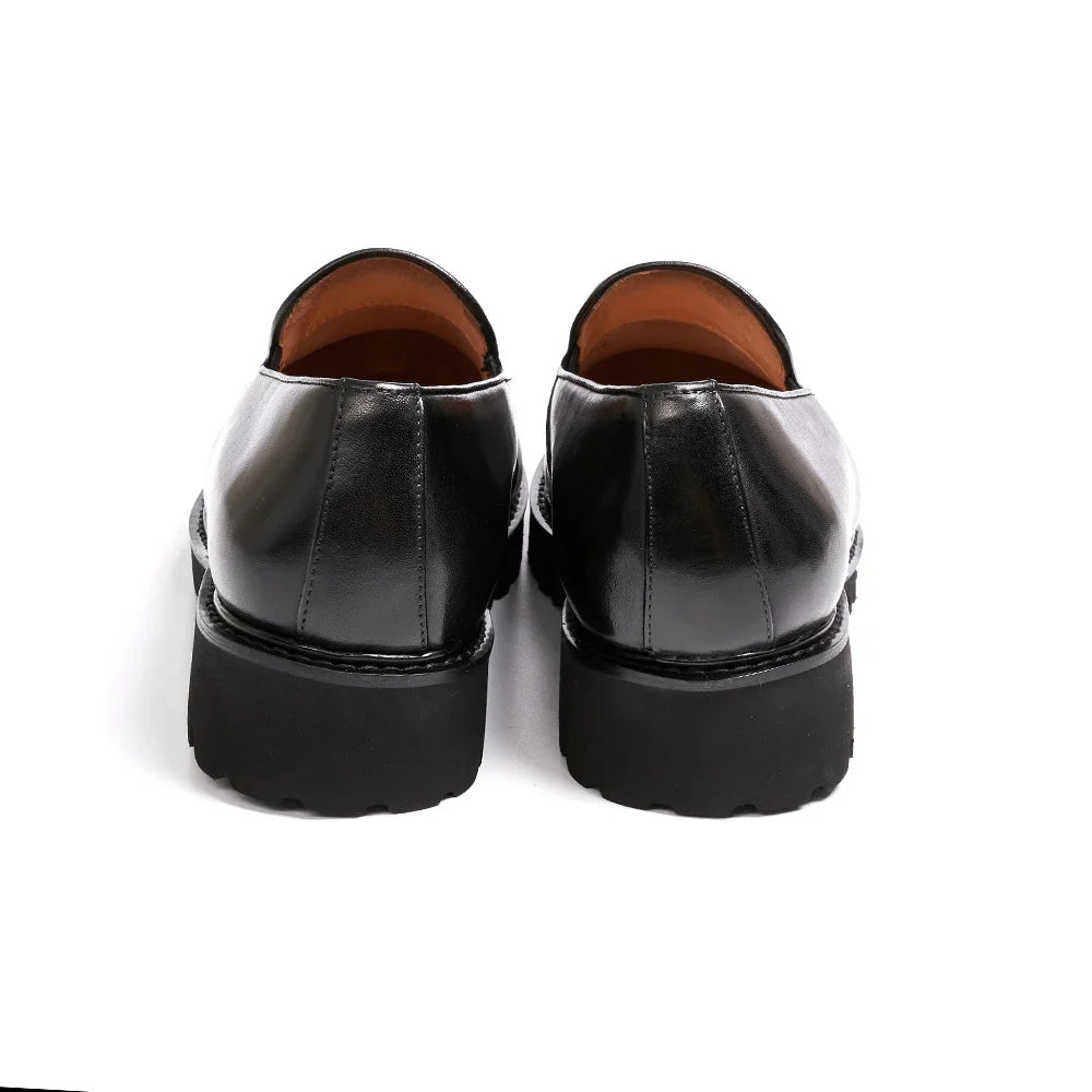 Fashionable Men Formal Shoes Genuine Leather Handmade High Heels Thick Shoes Classic Wedding Office Men's Formal Business Shoes