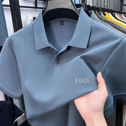 Cotton100% Men's Summer High Quality Short Sleeves Polo Shirt Lapel Button Letter Printing T-Shirt Business Leisure Men Clothing