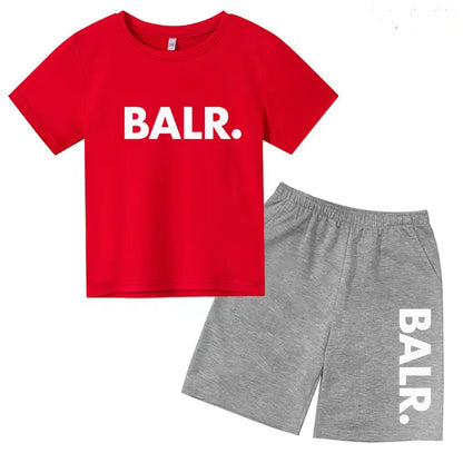 Kids T-shirt Summer Sunshine Brand Monogram Print Short Sleeve+Shorts 2P Boys Girls Toddler 3-12years Leisure Sports Jogging Set