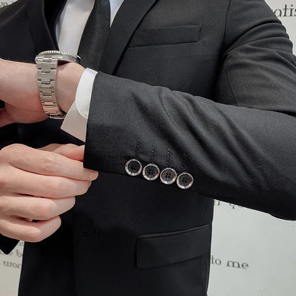 Suit Men's (Blazer+ Vest + Pants) 2025 Business Gentleman Fashionable and Fitted Casual Work Solid-color Wedding Best Man Suit
