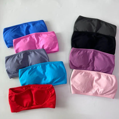 No Logo Women 2 Pieces Yoga Set Backless Bandeau Sports Bra Scrunch Shorts Yoga Clothing Gym Set Workout Clothes Outfits Sets