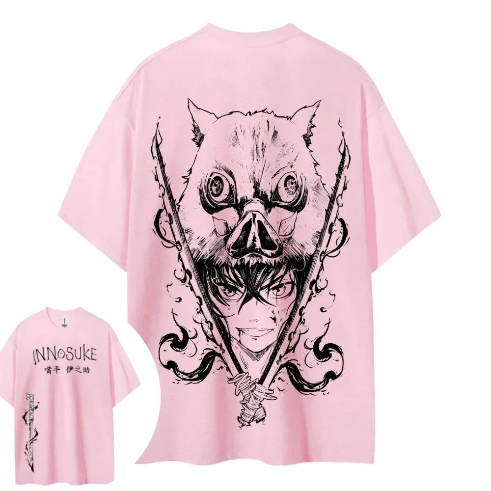 Demon Slayer Printed Short Sleeve Casual Summer Wear Men's Comfortable Clothing Men's Clothing Short Sleeve Half Sleeve Top