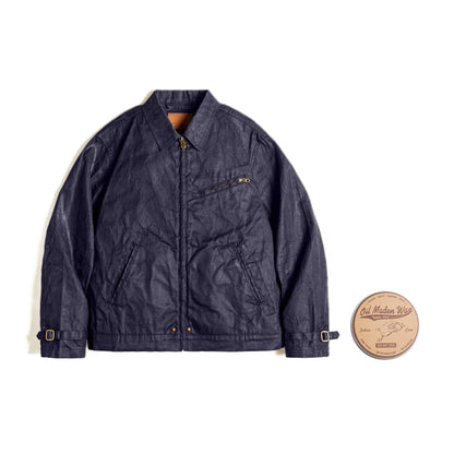 Men's Vintage IV Oil Waxed Canvas Jacket Lapel Zipper Short Outerwear Classic Slim Fit for Men's Spring and Fall Jacket