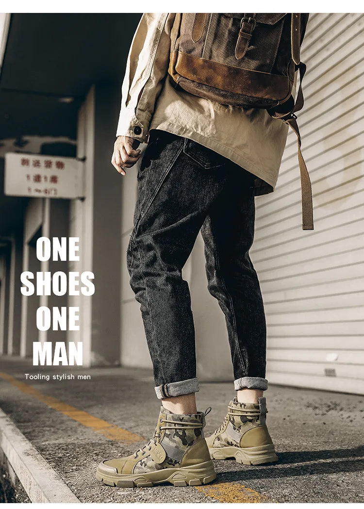 Military Boots Men Women Camouflage Khaki Black High-top Industrial Anti Skid Tactic Mechanic Work Climb Sports Sneaker