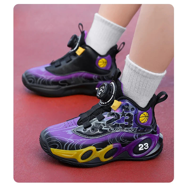 Children‘s Basketball Shoes Non-slip Breathable Basketball Sports Training Shoes Boys Girls Sneaker Outdoor Lace-up Running Shoe