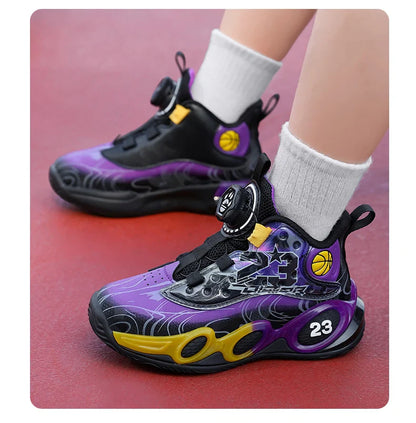Children‘s Basketball Shoes Non-slip Breathable Basketball Sports Training Shoes Boys Girls Sneaker Outdoor Lace-up Running Shoe